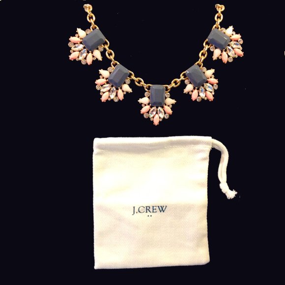 J CREW FACTORY GEMSTONE CLUSTER NECKLACE STATEMENT FAUX GOLD DIAMOND NWT EASTER - Picture 10 of 13